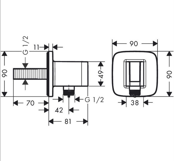 Подключение душевого шланга Hansgrohe Fixfit Q 26887000 с держателем