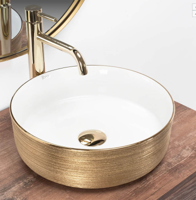 Умывальник Rea Sami White Brush Gold U6630