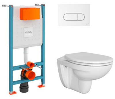 Комплект инсталляции Vitra с унитазом Normus L-box с белой кнопкой