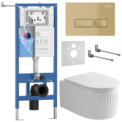 Комплект инсталляции Roxen StounFix Dual Fresh 968227 с унитазом Royal Matt 530200-01 и кнопкой Caspia 410280GB
