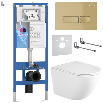 Комплект инсталляции Roxen StounFix Dual Fresh 868418 с унитазом Antares Tornado Long 530205-01-L и кнопкой Caspia 410280GB