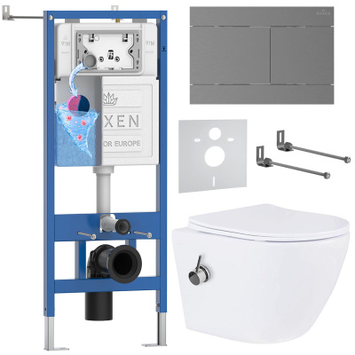 Комплект инсталляции Roxen StounFix Dual Fresh 868619 с унитазом Antares Bidet 530185-01X и кнопкой Velar 420300GM