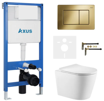 Комплект инсталляции Axus 011D с унитазом Axus 2380 и кнопкой 097LG
