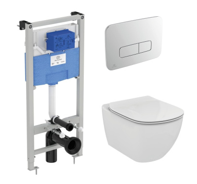 Комплект инсталляции Ideal Standard с унитазом Tesi Aquablade и кнопкой Oleas M3 R0123AA