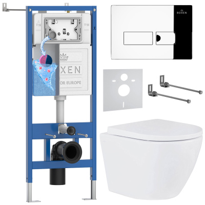 Комплект инсталляции Roxen StounFix Dual Fresh 585987 с унитазом Antares Tornado 530185-02 и кнопкой Caspia 410280CH