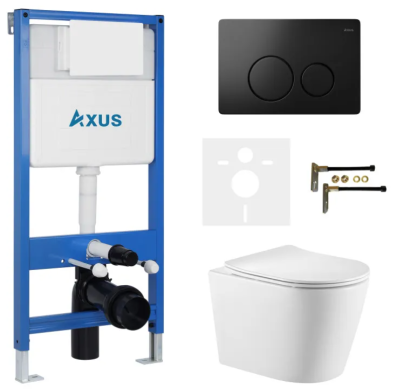 Комплект инсталляции Axus 011D с унитазом Axus 2380 и кнопкой 097IB