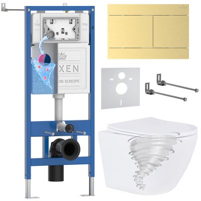 Комплект инсталляции Roxen StounFix Dual Fresh 868640 с унитазом Antares Tornado 530205-01 и кнопкой Velar 420300GB