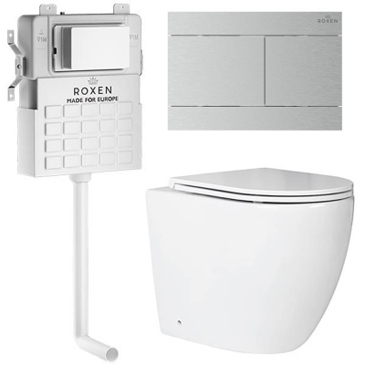 Комплект инсталляции Roxen Attach 868671 с унитазом Antares 650185-01 и кнопкой Velar 420300S