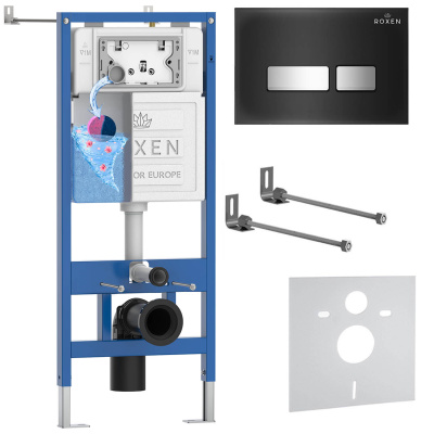 Комплект инсталляции для подвесного унитаза Roxen StounFix Dual Fresh 873337 с кнопкой Roxen Glass 430280B