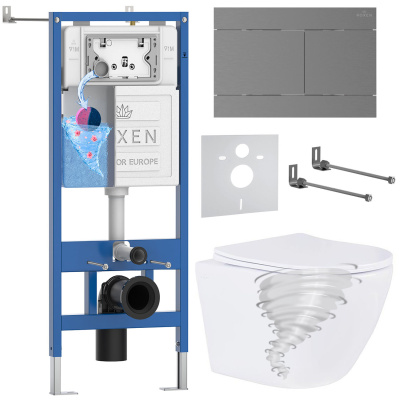 Комплект инсталляции Roxen StounFix Dual Fresh 868612 с унитазом Antares Tornado 530205-01 и кнопкой Velar 420300GM