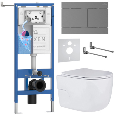 Комплект инсталляции Roxen StounFix Dual Fresh 868603 с унитазом Porto 530155-01 и кнопкой Velar 420300GM