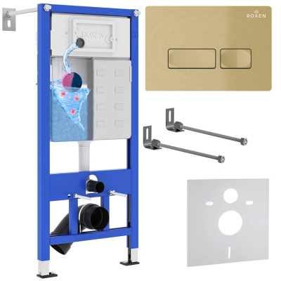 Комплект инсталляции для подвесного унитаза Roxen StounFix Dual Fresh 968047 с кнопкой Roxen Caspia 410280GB