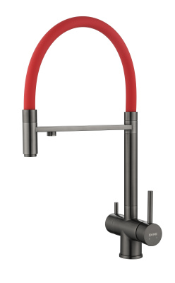 Смеситель Zorg Asgard Premium PVD Gunblack+Red hose Смеситель Zorg Asgard Premium PVD Gunblack+Red hose