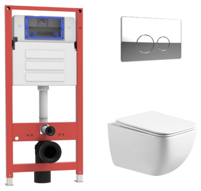 Комплект инсталляции Oliveeka OL-MQ-003 с унитазом OL-1216 и кнопкой OL-R22-CR