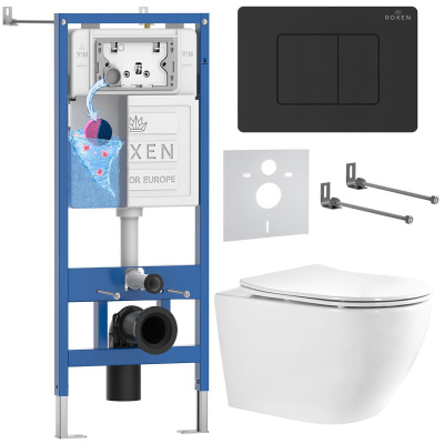 Комплект инсталляции Roxen StounFix Dual Fresh 868452 с унитазом Antares Tornado Long 530205-01-L и кнопкой Steel 420280BM