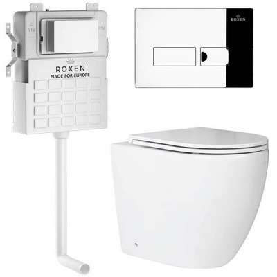 Комплект инсталляции Roxen Attach 967038 с унитазом Antares 650185-01 и кнопкой Caspia 410280CH
