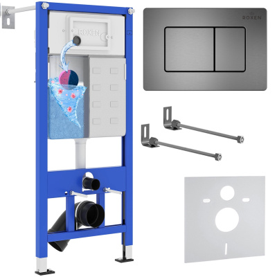 Комплект инсталляции для подвесного унитаза Roxen StounFix Dual Fresh 859290 с кнопкой Roxen Steel 420280G