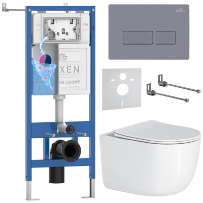Комплект инсталляции Roxen StounFix Dual Fresh 966868 с унитазом Vortex Tornado 530160-01 и кнопкой Caspia 410280DG
