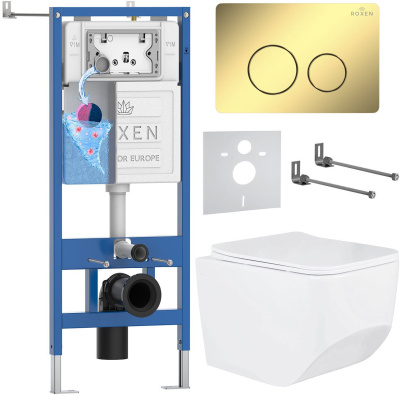 Комплект инсталляции Roxen StounFix Dual Fresh 868473 с унитазом Boro 530145-01 и кнопкой Steel 420260-CHG