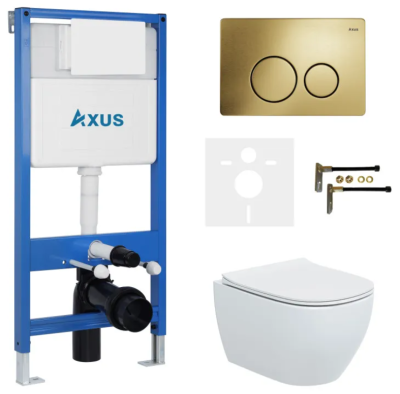 Комплект инсталляции Axus 011D с унитазом Axus 2318 и кнопкой 097IG