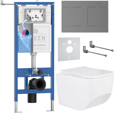 Комплект инсталляции Roxen StounFix Dual Fresh 868602 с унитазом Boro 530145-01 и кнопкой Velar 420300GM