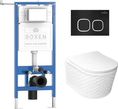 Комплект инсталляции Roxen StounFix Dual Fresh 979015 с унитазом Vine Tornado 530225-01 и кнопкой Santi 410280B