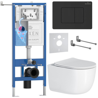 Комплект инсталляции Roxen StounFix Dual Fresh 868502 с унитазом Vortex Tornado 530160-01 и кнопкой Steel 420280BM