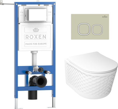 Комплект инсталляции Roxen StounFix Dual Fresh 979018 с унитазом Vine Tornado 530225-01 и кнопкой Santi 410280BG