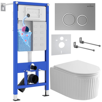 Комплект инсталляции Roxen StounFix Dual Fresh 968246 с унитазом Royal Matt 530200-01 и кнопкой Santi 410260M