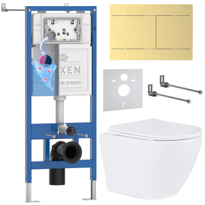 Комплект инсталляции Roxen StounFix Dual Fresh 868638 с унитазом Antares 530185-01 и кнопкой Velar 420300GB