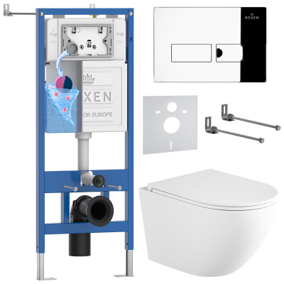 Комплект инсталляции Roxen StounFix Dual Fresh 868414 с унитазом Antares Tornado Long 530205-01-L и кнопкой Caspia 410280CH