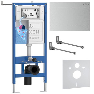Комплект инсталляции для подвесного унитаза Roxen StounFix Dual Fresh 868404 с кнопкой Roxen Velar 420300S