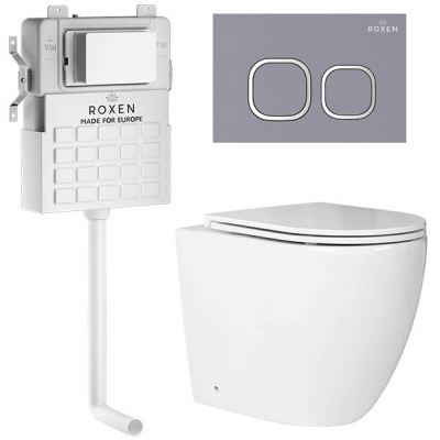 Комплект инсталляции Roxen Attach 966977 с унитазом Antares 650185-01 и кнопкой Santi 410280DG