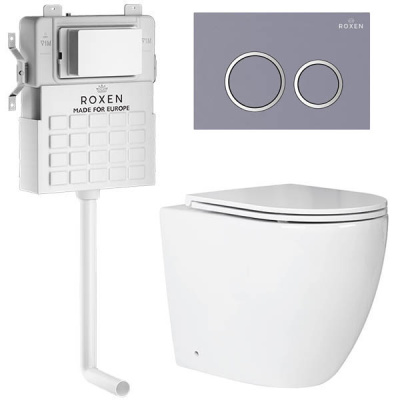 Комплект инсталляции Roxen Attach 966921 с унитазом Antares 650185-01 и кнопкой Santi 410260DG