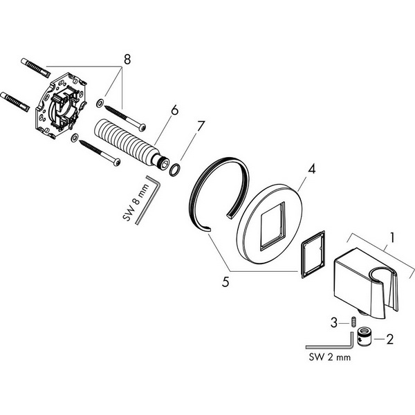 Подключение душевого шланга Hansgrohe Fixfit S 26888000 с держателем