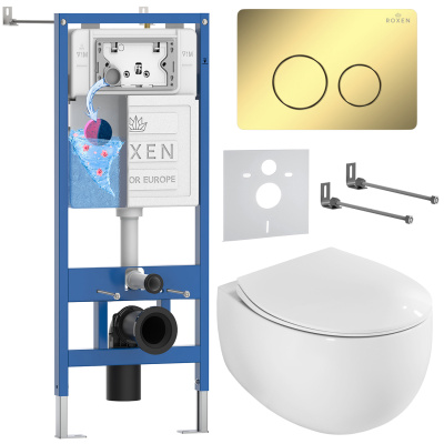 Комплект инсталляции Roxen StounFix Dual Fresh 868477 с унитазом Egg 530170-01 и кнопкой Steel 420260-CHG