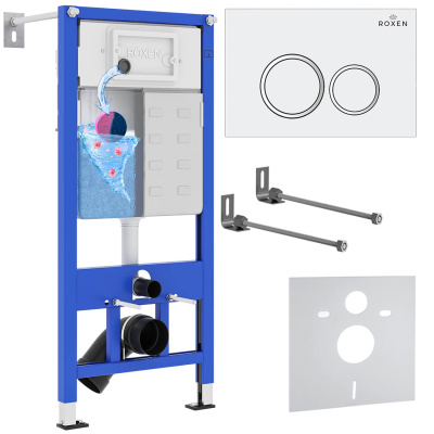 Комплект инсталляции для подвесного унитаза Roxen StounFix Dual Fresh 805364 с кнопкой Roxen Santi 410260W