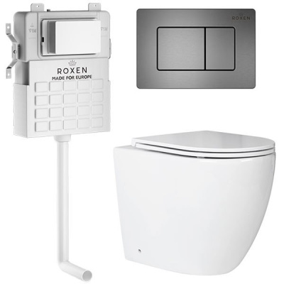 Комплект инсталляции Roxen Attach 967089 с унитазом Antares 650185-01 и кнопкой Steel 420280G