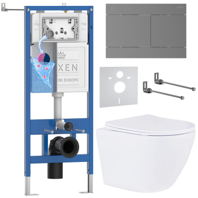 Комплект инсталляции Roxen StounFix Dual Fresh 868609 с унитазом Antares 530185-01 и кнопкой Velar 420300GM