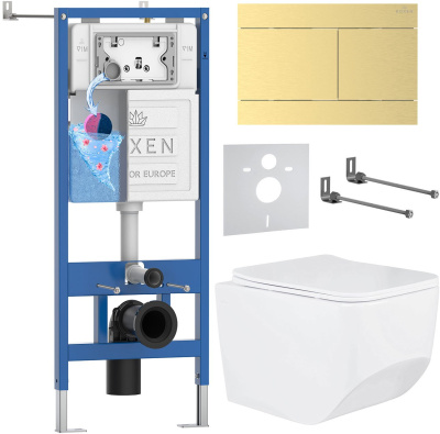 Комплект инсталляции Roxen StounFix Dual Fresh 868631 с унитазом Boro 530145-01 и кнопкой Velar 420300GB