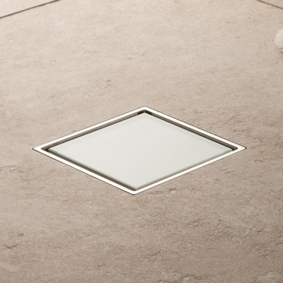 Точечный трап Pestan Confluo Dry 3 White Glass 10x10 with flange, 13000326