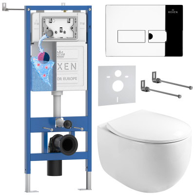 Комплект инсталляции Roxen StounFix Dual Fresh 964205 с унитазом Egg 530170-01 и кнопкой Caspia 410280CH