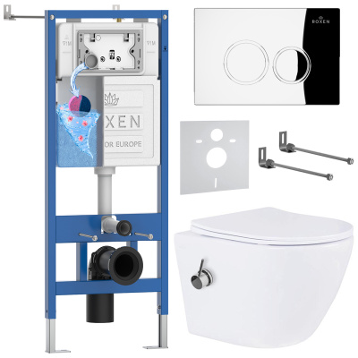 Комплект инсталляции Roxen StounFix Dual Fresh 926249 с унитазом Antares Bidet 530185-01X и кнопкой Santi 410260CH