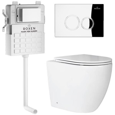 Комплект инсталляции Roxen Attach 966891 с унитазом Antares 650185-01 и кнопкой Santi 410260CH