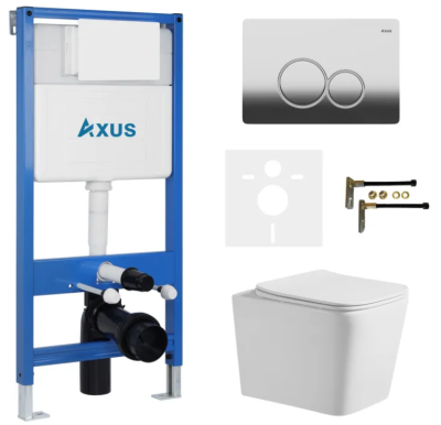Комплект инсталляции Axus 011D с унитазом Axus 2303 и кнопкой 097EC