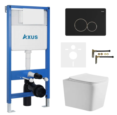 Комплект инсталляции Axus 011D с унитазом Axus 2303 и кнопкой 097EB