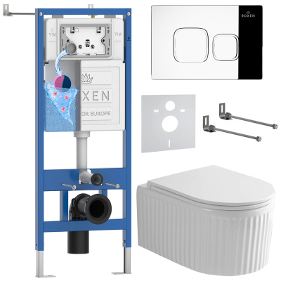 Комплект инсталляции Roxen StounFix Dual Fresh 968273 с унитазом Royal Matt 530200-01 и кнопкой Santi 410280CH