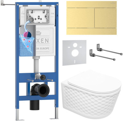 Комплект инсталляции Roxen StounFix Dual Fresh 868653 с унитазом Vine Tornado 530225-01 и кнопкой Velar 420300GB