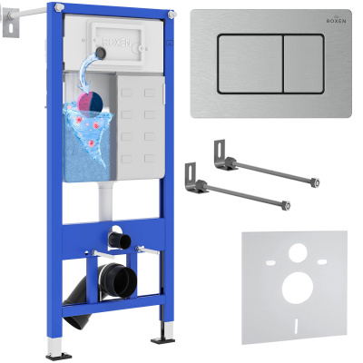 Комплект инсталляции для подвесного унитаза Roxen StounFix Dual Fresh 968406 с кнопкой Roxen Steel 420280S