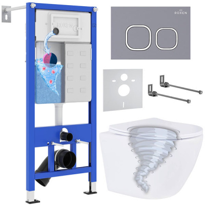 Комплект инсталляции Roxen StounFix Dual Fresh 968389 с унитазом Antares Tornado 530205-01 и кнопкой Santi 410280DG